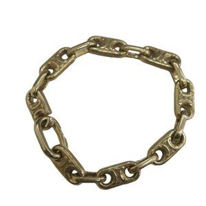 Celine Old Vintage Triomphe Macadam Bracelet Chain Silver Color Silver